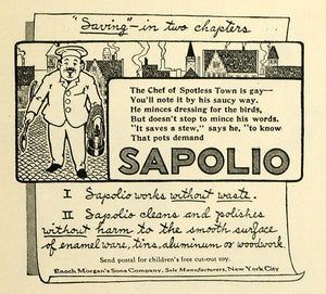 1914 Ad Sapolio Soap Chef Enoch Morgan's Sons Co Cleaning Products TMP2
