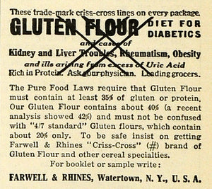 1914 Ad Farwell & Rhines Pure Food Gluten Flour Criss-Cross Cereal Food TMP2
