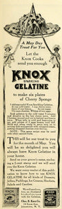 1914 Ad Knox Sparkling Gelatine Cherry Sponge Recipe Acidulated Jelly Food TMP2