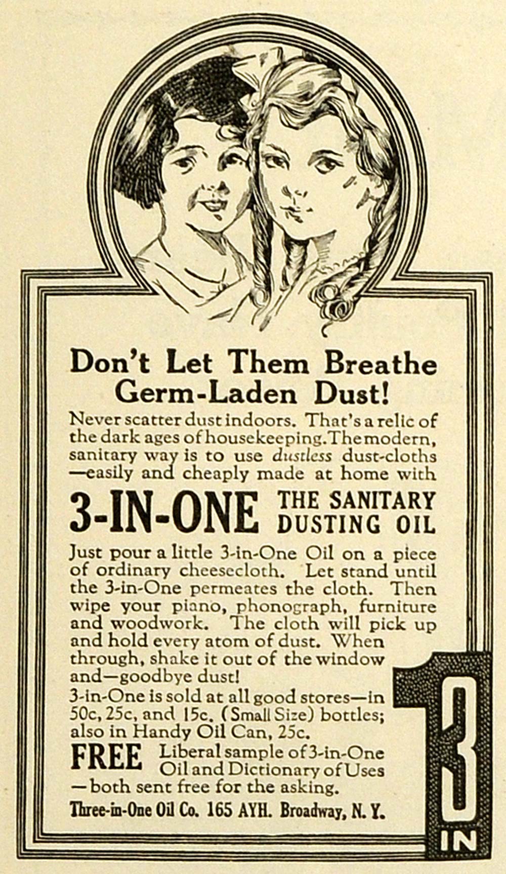 1918 Ad Three-in-One Oil Co Sanitary Dusting Oil Household Products TMP2