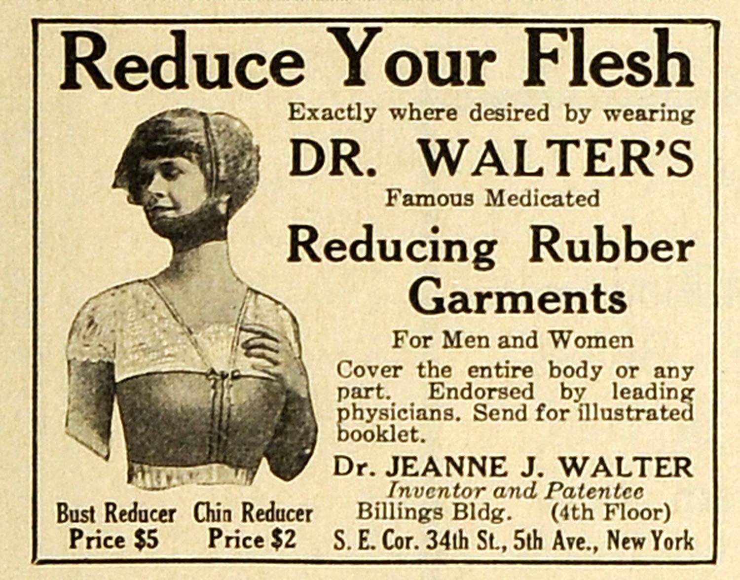1918 Ad Bust Reducer Chin Medicated Reducing Rubber Garment Weight Los –  Period Paper Historic Art LLC