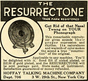 1919 Ad Hoffay Talking Machine Co Resurrectone Music Player 3 W 29th Street TMP2