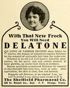 1918 Ad Delatone Sheffield Pharmacal Co Chicago Hair Removal Depilatory TMP2