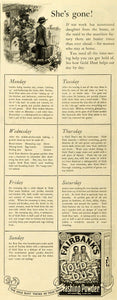 1918 Ad Gold Dust Washing Powder Soap Household Week Schedule Fairbanks WWI TMP2