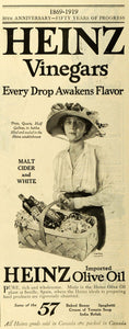 1919 Ad Heinz Vinegars Flavor Food Basket Malt Cider White Imported Olive TMP2