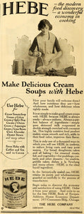 1920 Ad Hebe Co Chicago Cream Soup Skimmed Evaporated Milk Housewife TMP2