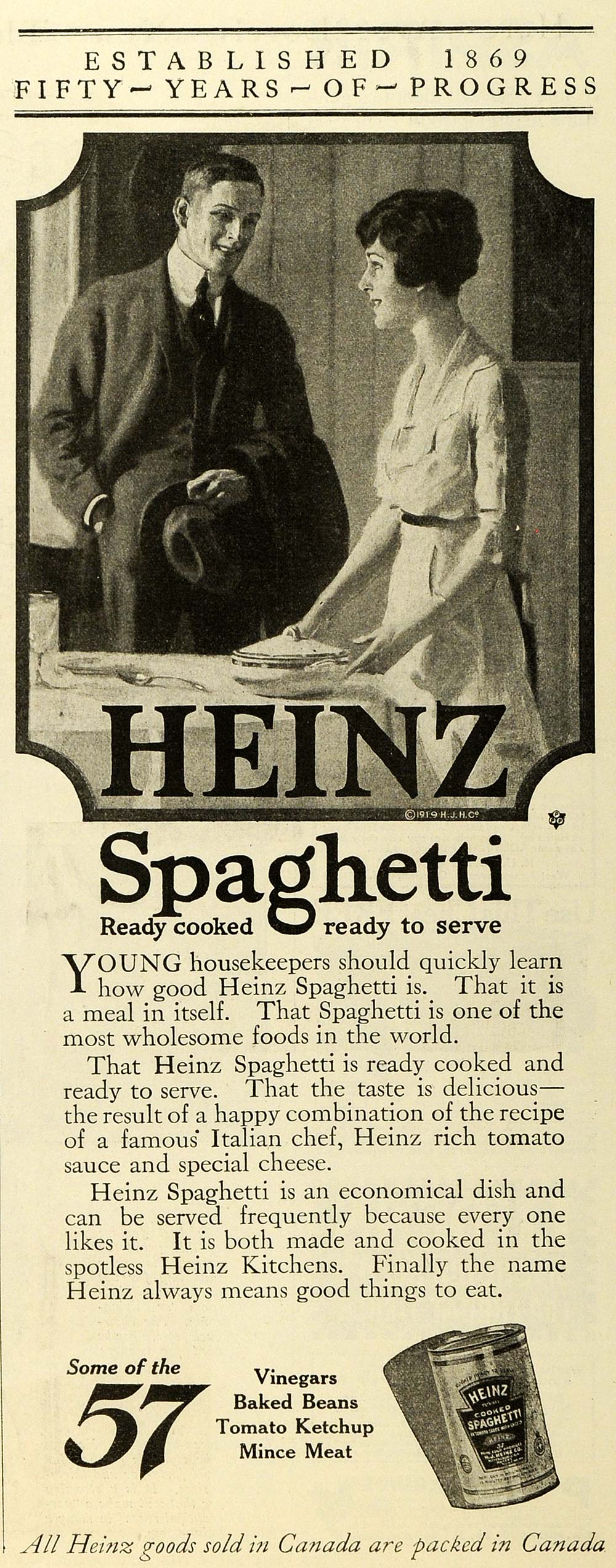 Fletcherizing 1920 Ad H J Heinz Co Spaghetti Housewife Husband Food Products Preserv ...