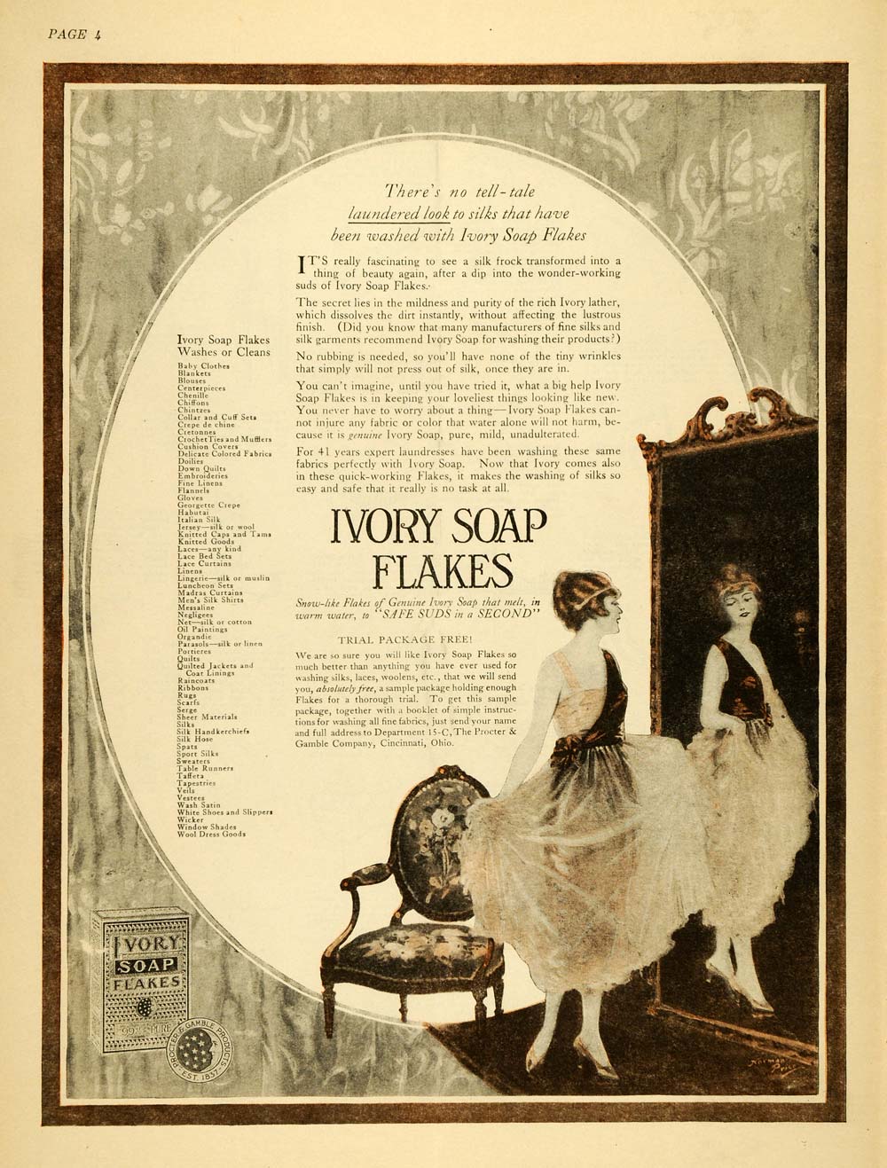 1920 Ad Procter Gamble Ivory Soap Flakes Laundry Detergent Norman Price Art TMP2