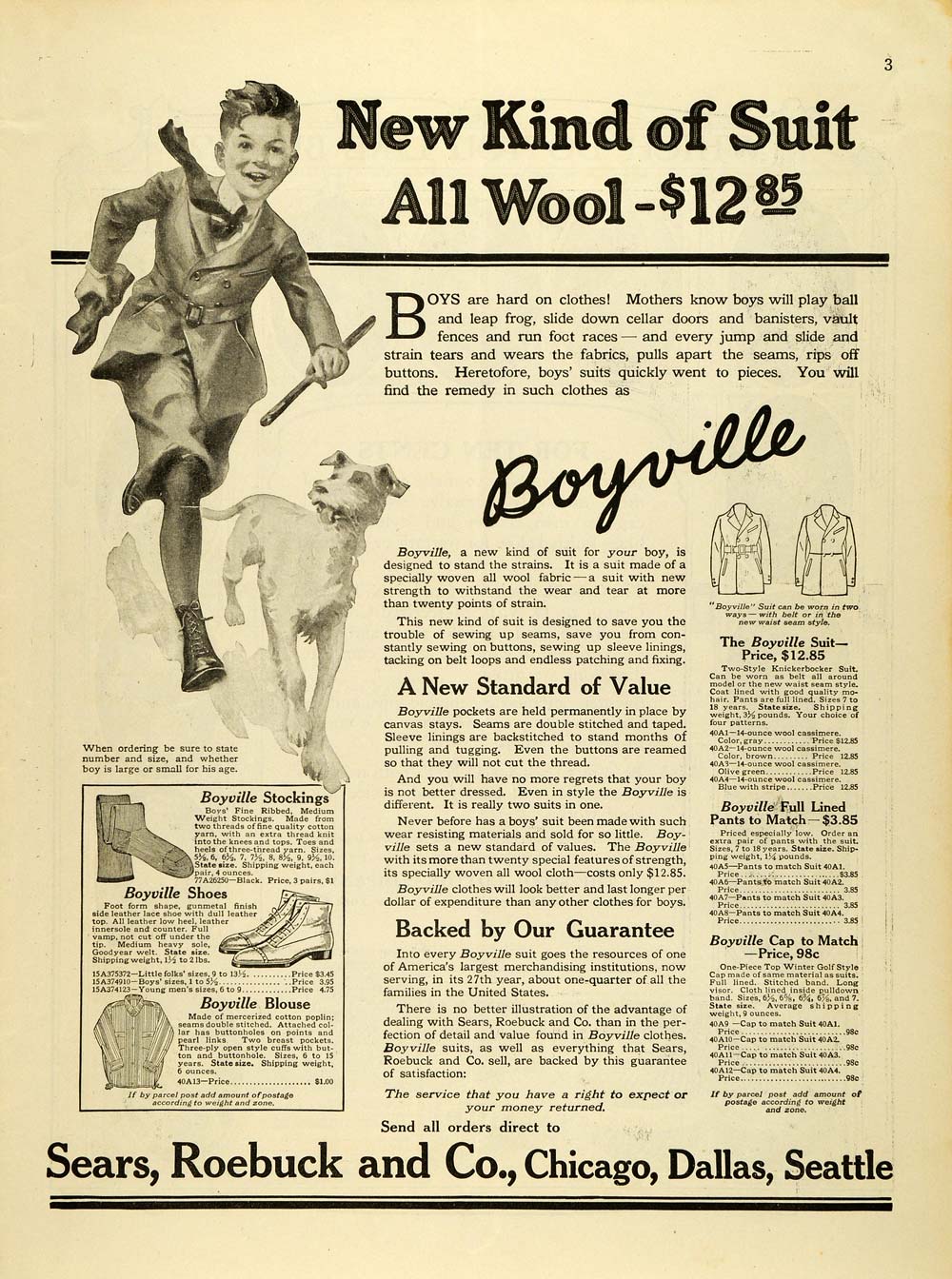 1917 Ad Sears Roebuck Retail Department Store Boyville Boys Wool Suits TMP2