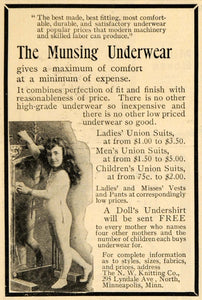 1901 Ad Munsing Underwear Child Union Suit N W Knitting - ORIGINAL TOM1