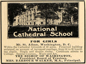 1909 Ad National Cathedral School Alban Barbour Walker - ORIGINAL TOM1