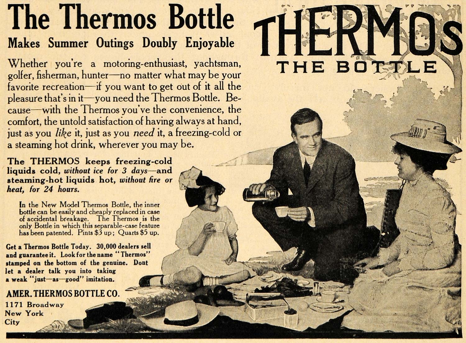 1909 Ad Summer Picnic American Thermos Bottle Company