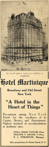 1909 Ad Hotel Martinique Leigh Taylor Pinkerton Gilson - ORIGINAL TOM1