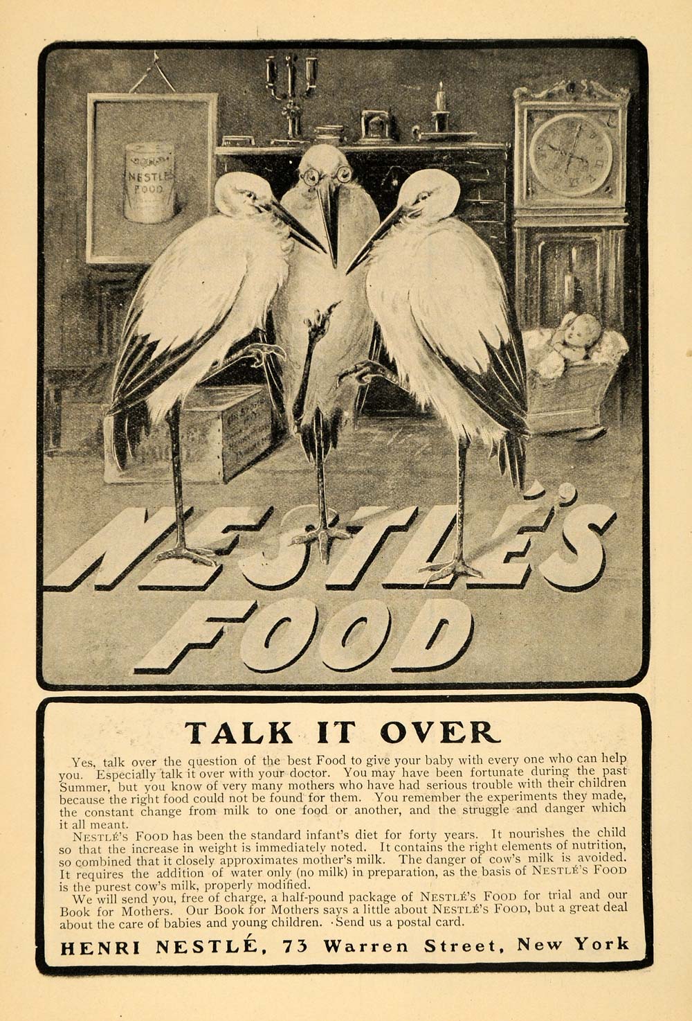 1901 Ad Birds Talk Over Nestles Baby Infant Food Henri - ORIGINAL TOM1
