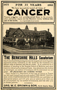 1902 Ad Berkshire Hills Sanatorium Cancer Treatment - ORIGINAL ADVERTISING TOM1