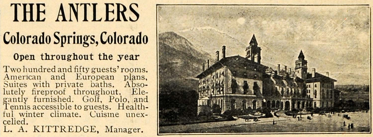 1903 Ad Antlers Hotel Colorado Springs Colorado Lodging - ORIGINAL TOM1