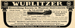 1903 Ad Rudolph Wurlitzer Co Musical Instruments Guitar - ORIGINAL TOM1