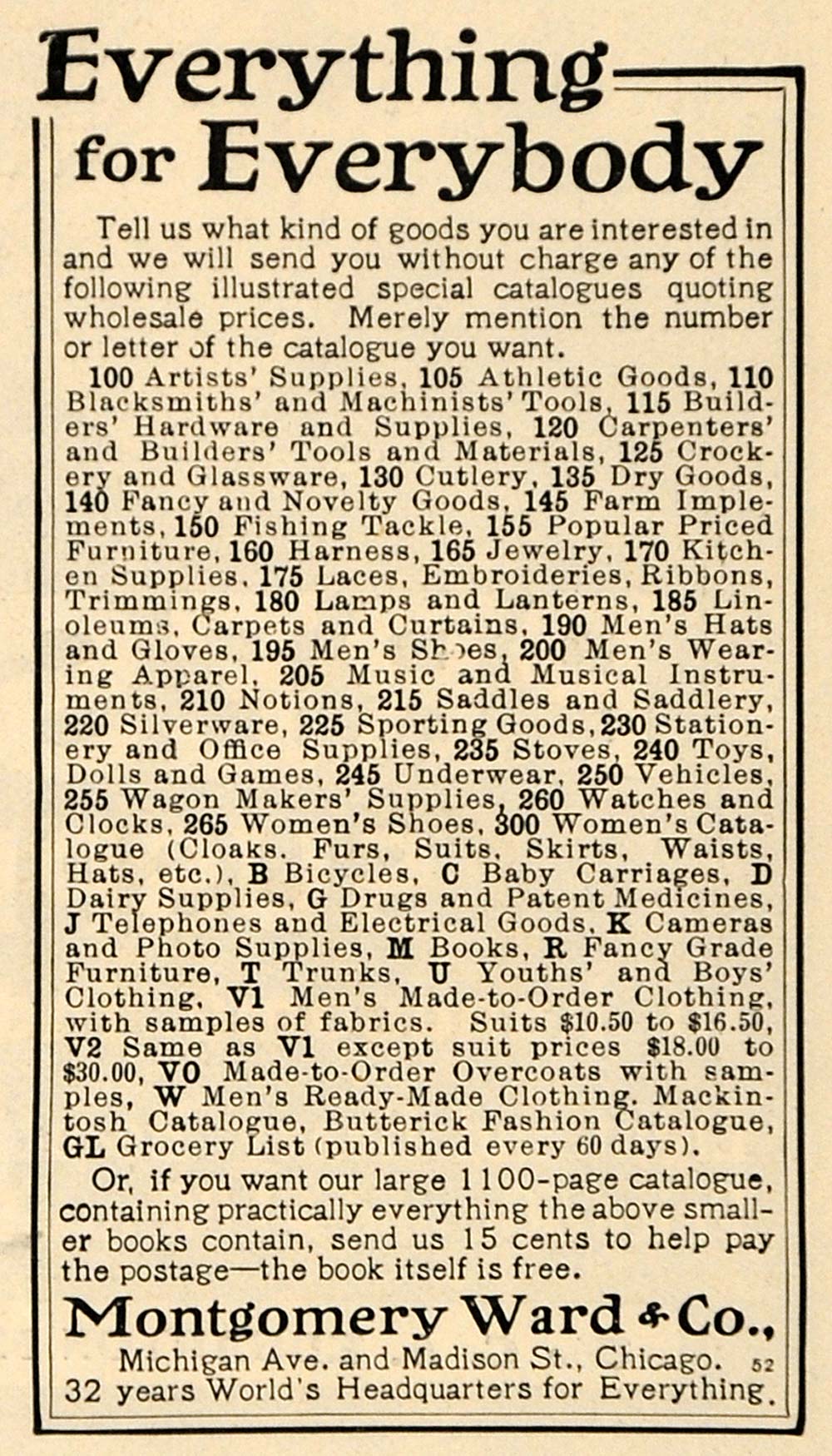 1903 Ad Montgomery Ward & Co. Household Goods Tools - ORIGINAL ADVERTISING TOM1