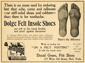 1898 Ad Alfred Dolge Felt Insole Shoes Daniel Green - ORIGINAL ADVERTISING TOM1