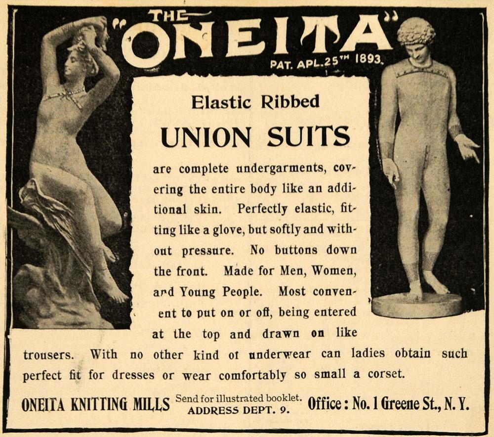 1898 Ad Union Suit Elastic Ribbed Oneita Knitting Mills - ORIGINAL TOM1