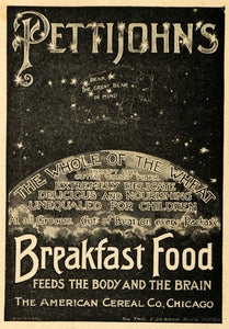 1898 Ad Bear Star Constellation Pettijohns Food Cereal - ORIGINAL TOM1