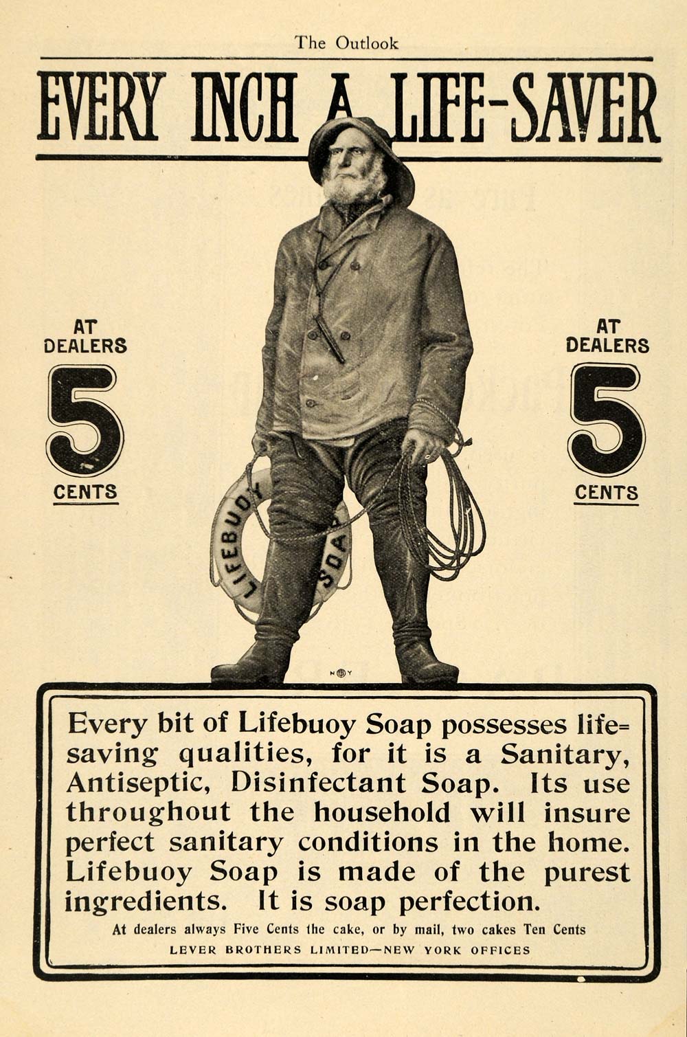1902 Ad Lever Brothers Limited Lifebuoy Soap Sailor Man - ORIGINAL TOM1