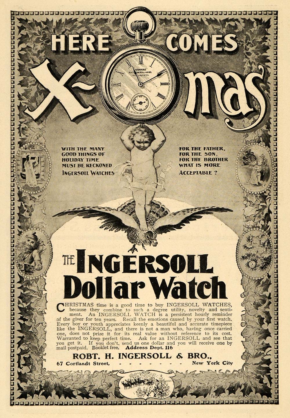 1902 Ad Robert H. Ingersoll Christmas Dollar Watches - ORIGINAL ADVERTISING TOM1