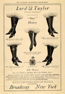 1908 Ad Lord Taylor Onyx Hosiery Silk Feet Embroider - ORIGINAL ADVERTISING TOM1