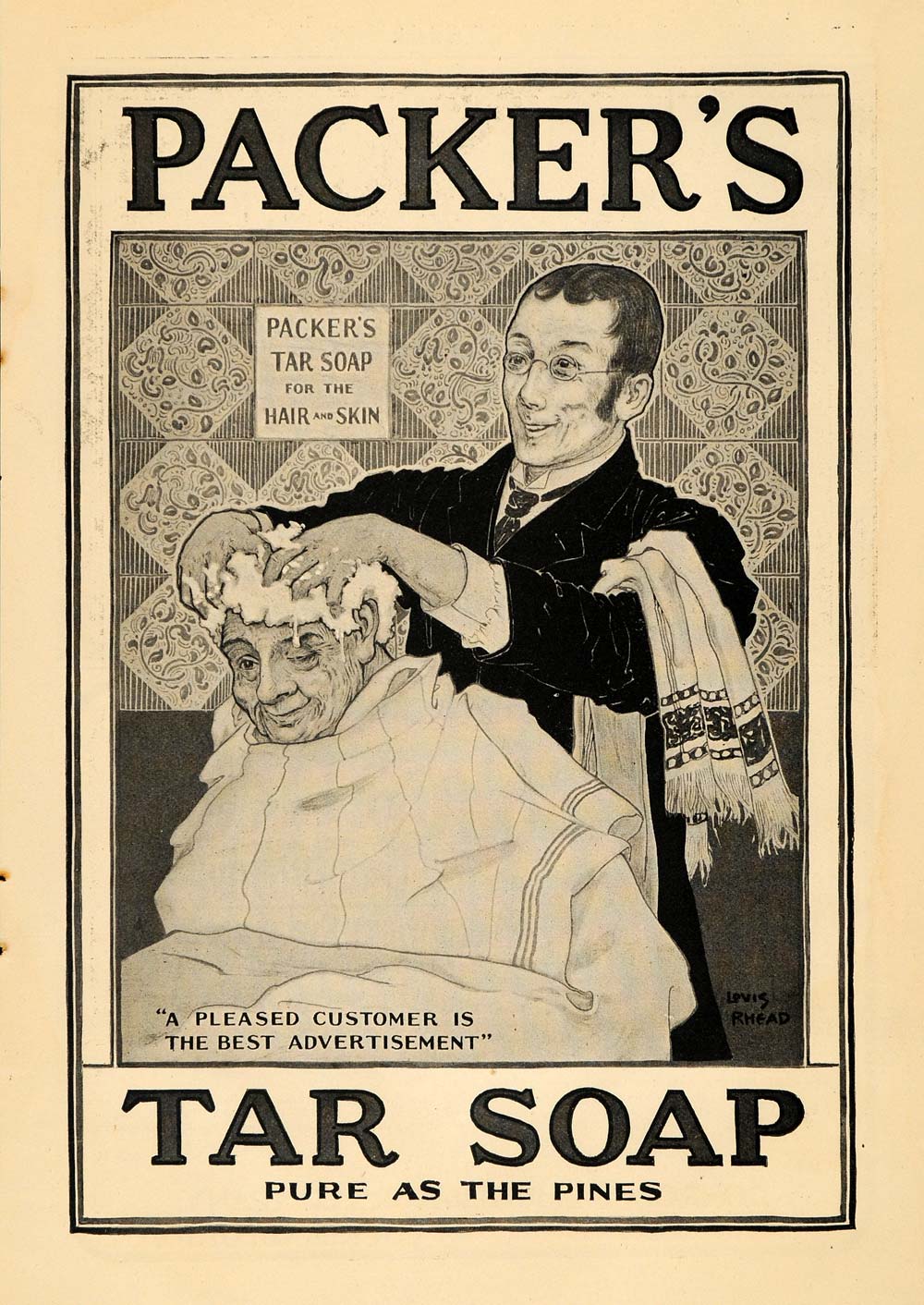1904 Ad Packer's Tar Soap Hair Skin Washing Pure Pines - ORIGINAL TOM1