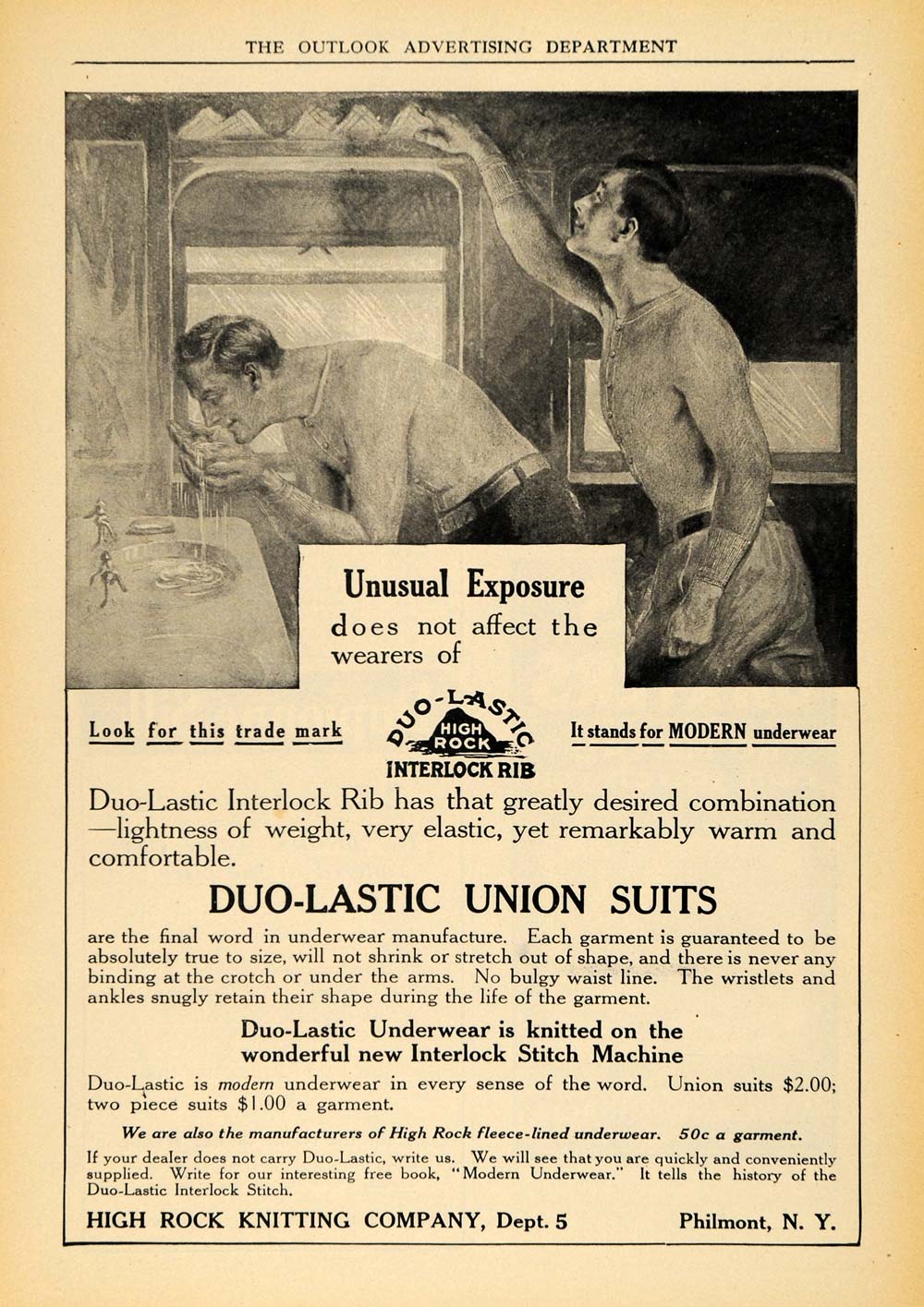 1910 Ad Duo-Lastic Union Suits Men Fleece Interlock Rib - ORIGINAL TOM1