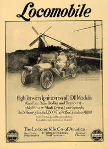 1910 Ad Locomobile High Tension Ignition 4-Door Demount - ORIGINAL TOM1