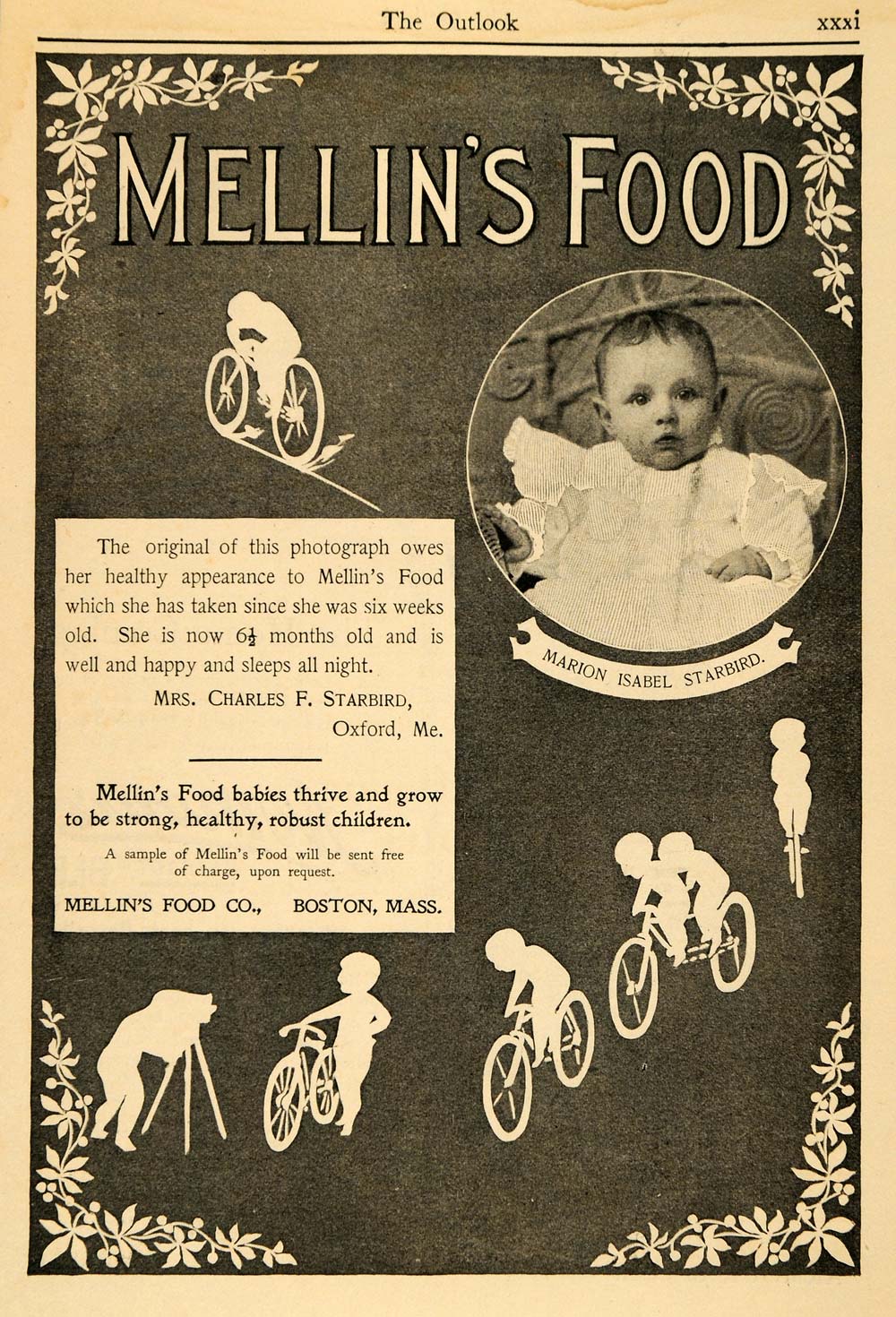 1898 Ad Mellins Food Babies Marion Isabel Starbird Kid - ORIGINAL TOM1