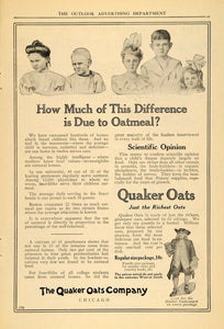 1910 Ad Breed Children Scientific Opinion Quaker Oats - ORIGINAL TOM1