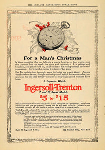 1910 Ad Mans Christmas Pocket Watch Ingersoll Trenton - ORIGINAL TOM1