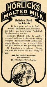 1907 Ad Infant Food Drink Horlicks Malted Milk Children - ORIGINAL TOM1