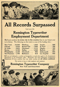 1907 Ad Records Surpassed Remington Typewriter Company - ORIGINAL TOM1