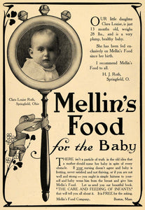 1907 Ad Clara Louise Roth Mellins Food Company Baby - ORIGINAL ADVERTISING TOM1
