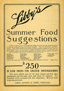 1900 Ad Libbys Summer Food Suggestions McNeill Meats - ORIGINAL ADVERTISING TOM1