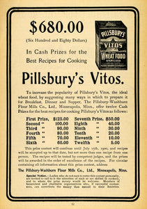 1900 Ad Pillsbury Washburn Flour Mills Vitos Wheat Food - ORIGINAL TOM1