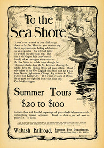 1900 Ad Sea Shore Summer Tours Beach Wabash Railroad - ORIGINAL ADVERTISING TOM1
