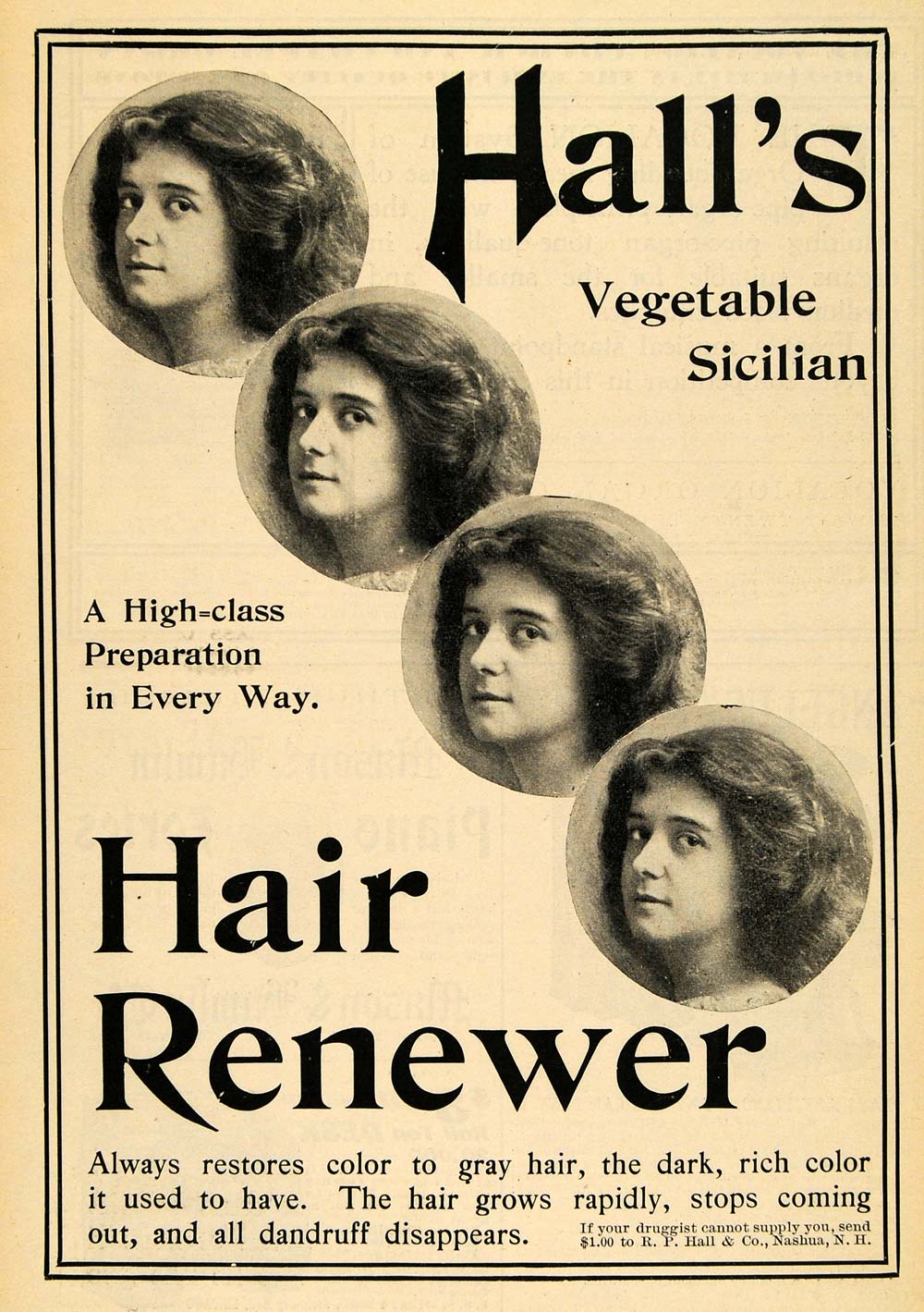 1900 Ad R Hall Vegetable Sicilian Hair Renewer Shampoo - ORIGINAL TOM1