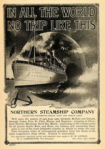 1900 Ad Northern Steamship Company Farrington Lowrie - ORIGINAL ADVERTISING TOM1 - Period Paper
