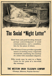 1911 Ad Night Letter Western Union Telegraph Company - ORIGINAL ADVERTISING TOM1 - Period Paper
