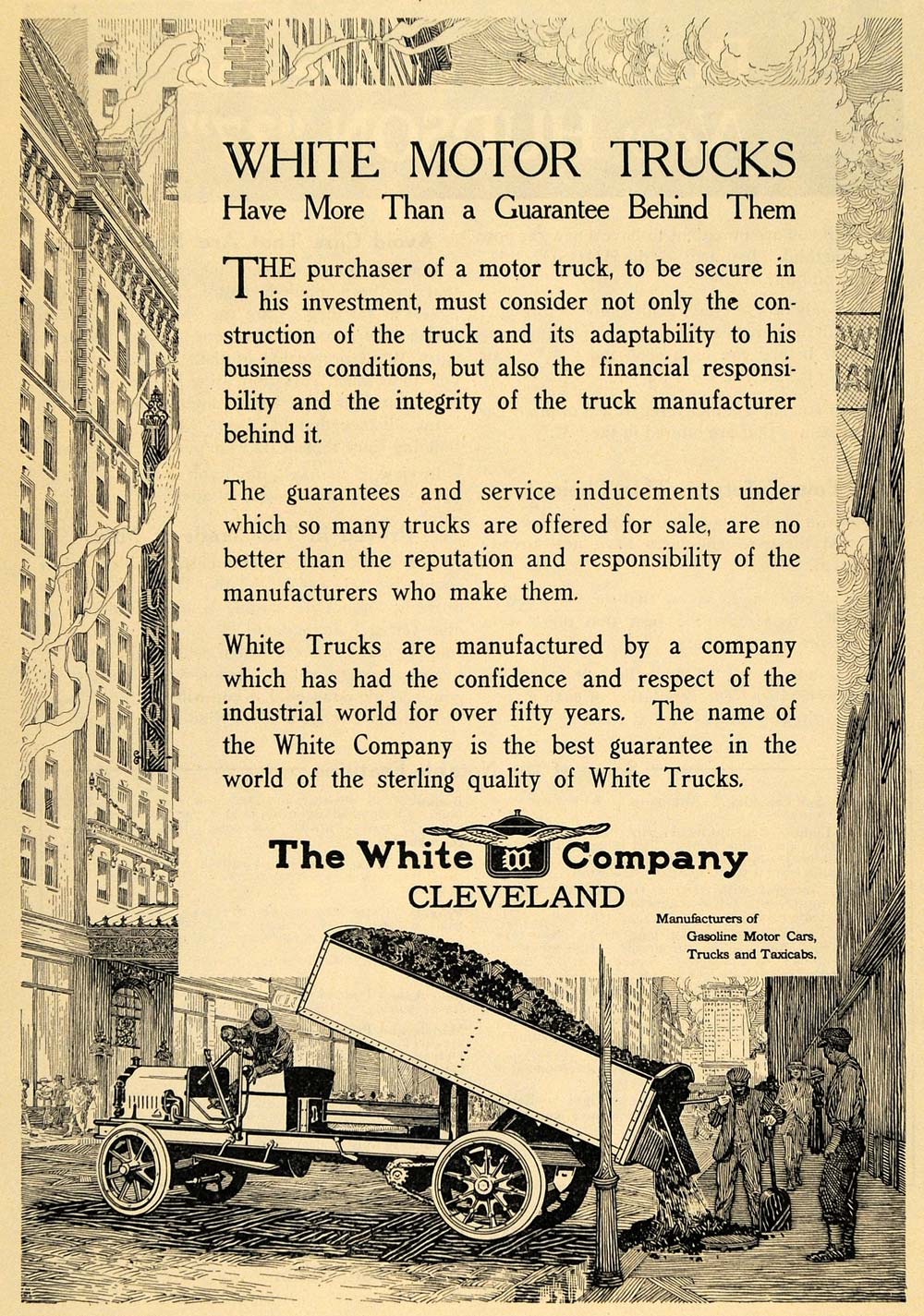 1912 Ad White Motor Company Cleveland Dump Trucks Taxis - ORIGINAL TOM1