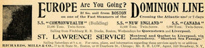 1900 Ad Dominion Line Atlantic St. Lawrence Service SS - ORIGINAL TOM1