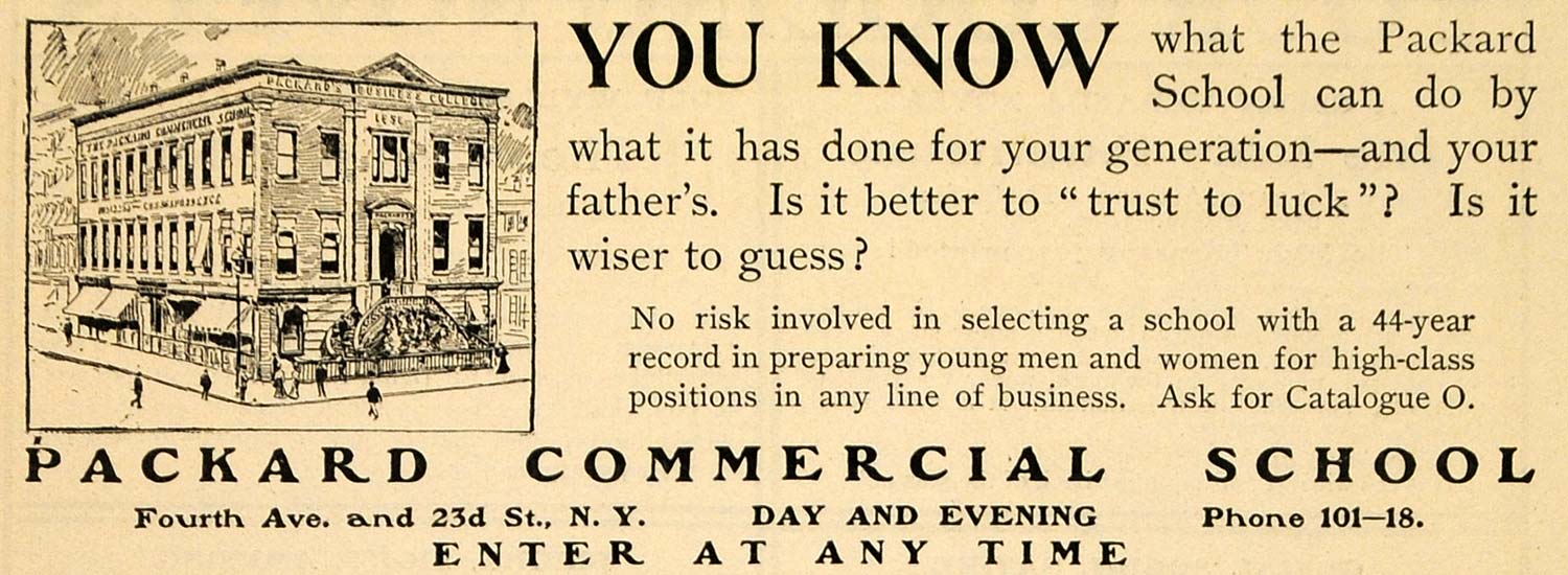 1902 Ad Packard Commercial School Men Women Educational - ORIGINAL TOM1