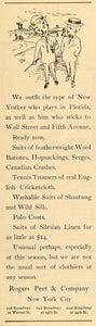 1911 Ad Rogers Peet Clothing Coat Suit Wool Serges Silk - ORIGINAL TOM1