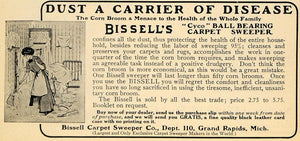 1911 Bissell's Cyco Ball Bearing Carpet Sweeper Dust - ORIGINAL ADVERTISING TOM1
