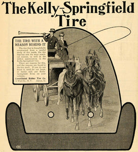 1903 Ad Kelly Springfield Tires Rubber Horses Carriage - ORIGINAL TOM1