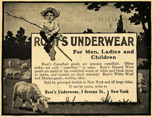 1903 Ad Root's Underwear Men Ladies Children Sheep Wool - ORIGINAL TOM1
